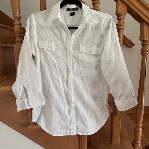 Ralph Lauren Tops - Lauren Ralph Lauren Classic White 3/4 Sleeve Button Up Shirt